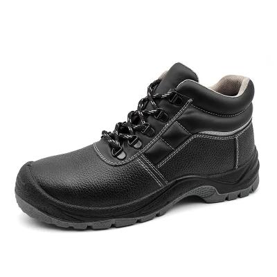 China Black Genuine Leather Boots Anti Puncture Work Shoes Mining for sale