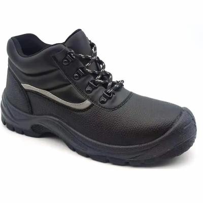 China Zapatos de seguridad industriales de PU Botas de trabajo de cuero negro para hombres en venta