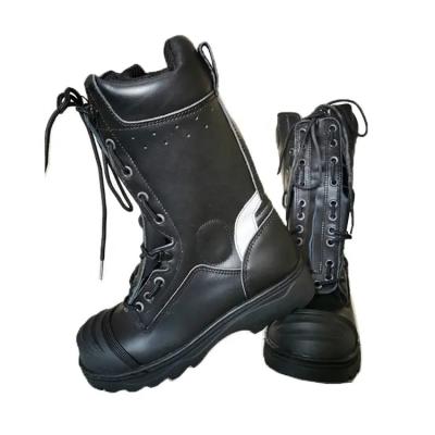 China Durable Firefighter Safety Boots Black Firefighter Steel Toe Boots For Fire Fighting for sale