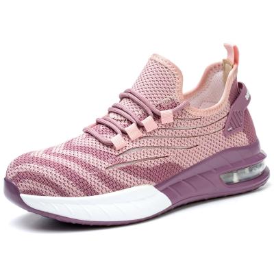 China Pink Office Stahlzehen Schuhe rutschfeste Sportschuhe für Frauen zu verkaufen