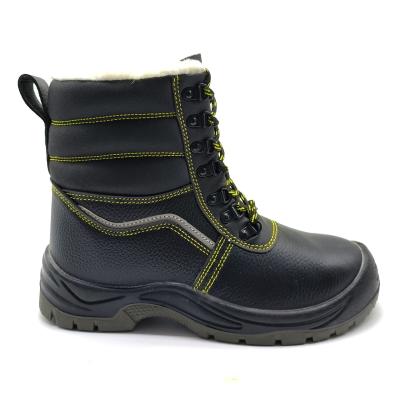 China Mens Black Leather Steel Toe Boots Anti Puncture High Top Safety Boots For Winter for sale