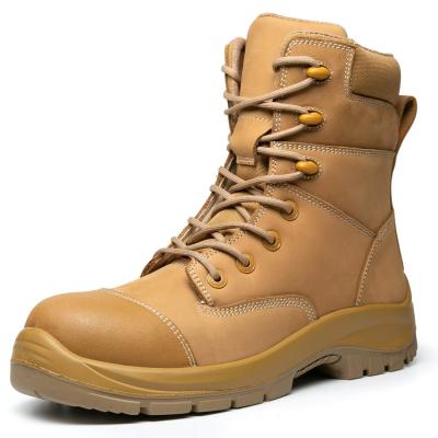 China Botas de estilo amarillo Martin resistentes al deslizamiento / resistentes al desgaste Botas de trabajo de piel de vaca en venta