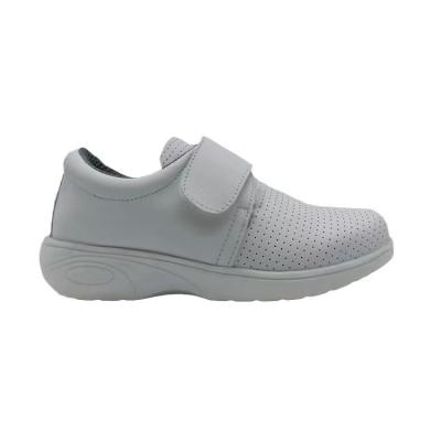 China Hollow Breathable White Sneakers Slip Resistant Super Fiber Leather Nurse Shoes for sale