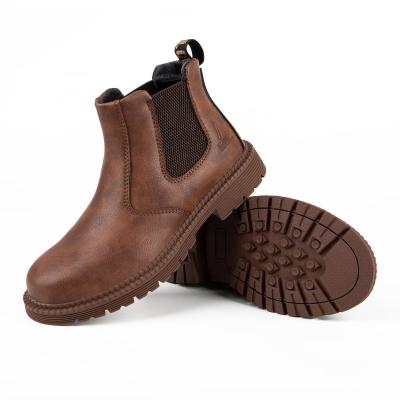 China Waterproof Woodland Chelsea Fashionable Rubber Leather Shoes Men Steel Toe for sale