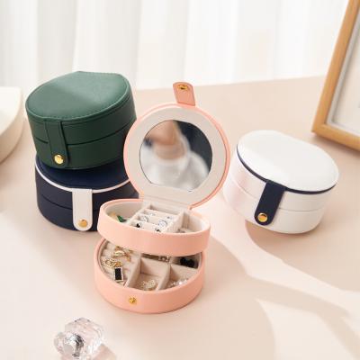 China New Velvet Fashionable Jewelry Storage Organizer Gift Case Pu Leather Travel Jewelry Box Small With Logo for sale