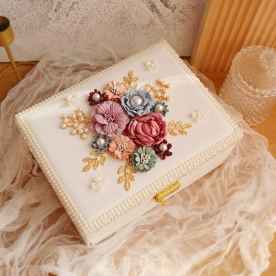 China New Design Two-Layer Lock Double-Layer PU Leather Case Princess Display Holder Women GiftCustom Wooden Jewelry Box Large Capavity With Lock for sale