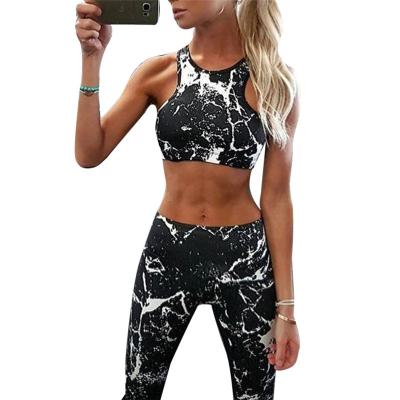 China Hot Selling Breathable 2020 High Quality Fall Fashionable Women's Fashion 3D Printed Yoga Marble Set for sale