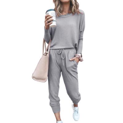 China New Breathable Women Loose Solid Color Long Sheath Suit Ladies Yoga Sweater Casual Pants for sale