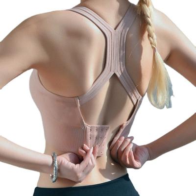 China Breathable Solid Color Gym Sports Yoga Top Vest Cross Bandage Thin Yoga Bra for sale