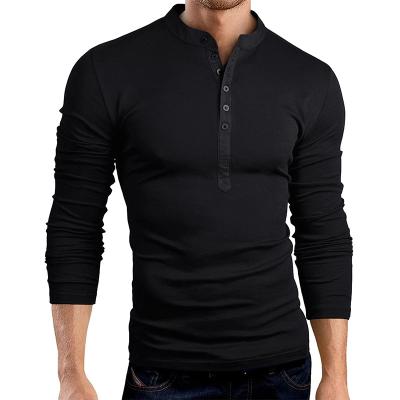 China New Arrival Breathable Hot Sale Men's Casual Slim Long Sleeve Polo Shirt Up T-shirt Tops Shirts for sale