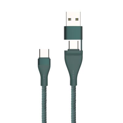 China Factory Direct Wholesale 2 in-1 60W USB Mobile Phone Fast Charging Type C Palladium Cable Phone Cable For Android for sale