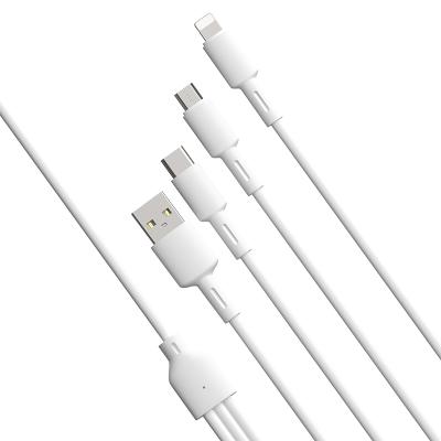 China MP3/MP4 Player 2.4A 3 in 1 USB Cable Lightning Fast Charging Cable for iPhone Type C Mobile Phone Charging Data Cable for Samsung Micro USB for sale