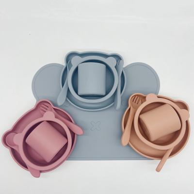 China BPA Free Hot Selling Amazon Silicone Food Dish Silicone Baby Dinner Dish Non-Toxic Feeding Sets for sale