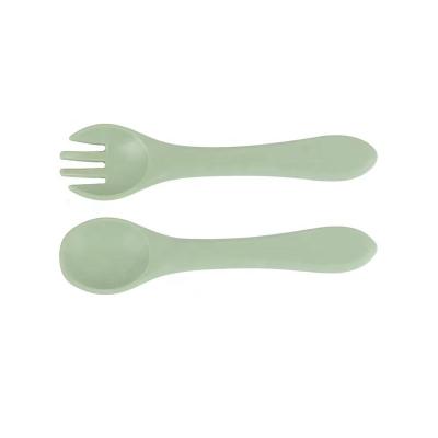 China Hot Sale Amazon BPA Free Silicone Baby Tableware Children's Feeding Spoon Infant Early Stage Feeding Spoon For Baby Kids for sale