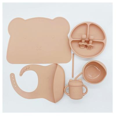 China BPA Free Food Grade Non Slip Toddler Feeding Set Silicone Suction Dish BPA Free Split Silicone Baby Dish for sale