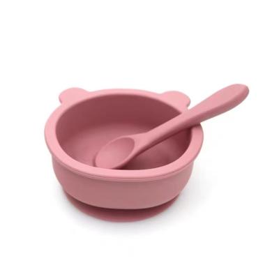 China BPA Free New Arrival Bear Shape BPA Free Dessert Dish Silicone Suction Baby Feeding Set for sale