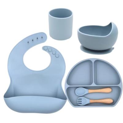 China BPA Free Design New No BPA Silicone Dinnerware Dish Baby Feeding Training Divided Dish With Suction For Infant Children for sale