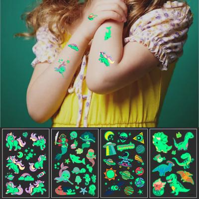 China Hongyu Customized Temporary Body Glitter 2022 Temporary Face Art Kids Luminous Tattoos Sticker for Kids Boys for sale