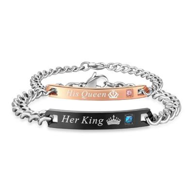 China HONGYU Valentine Environmental Friendly His Queen His King His Beauty His Beast His Prince His Princess Crown Couples Pairs Fashion Jewelry Gift Bracelets for sale