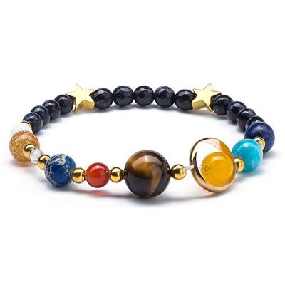 China Hongyu Unique New Style Fashion FASHIONABLE Multicolor Volcanic Natural Rock Eight Stone Luminous Planets Bracelets for sale