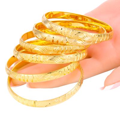 China Hongyu CLASSIC 6pcs/lot Gold Plated Punk Style Dubai Gold Jewelry Bangles For Ethiopian Bangles Bracelets Ethiopian Jewelry B054 for sale