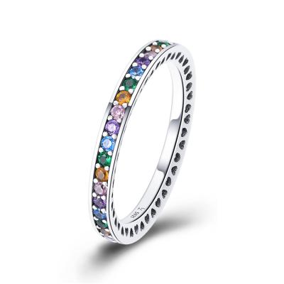 China No Allergic Ring Hongyu CZ 925 Sterling Silver Colorful Zircon Ring Silver Ring For Women for sale