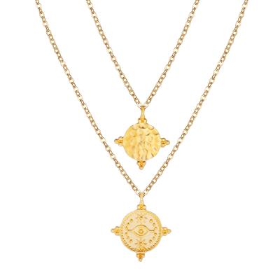 China Wholesale New Gold Double Clavicle Chain Retro FASHIONABLE Creative Single Eye Joint Necklace Pendant for sale