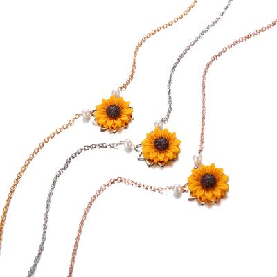 China Hongyu Fashion TRENDY Pendant Necklace Bead Sunflower Necklace Creative Simple Female for sale