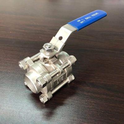 China 1 1/2 inch high pressure full port 3pc cf8 ss 316 stainless steel general ball valve with ISO 5211 mounting bracket for sale