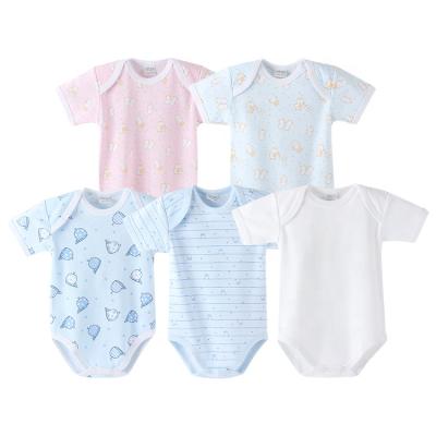 China Wholesale Custom Unisex Baby Rompers 100% Cotton Comfotable Babies Clothing Shorts Sleeve Newborn Toddler Jumpsuits Clothes Infant Jumpsuit for sale