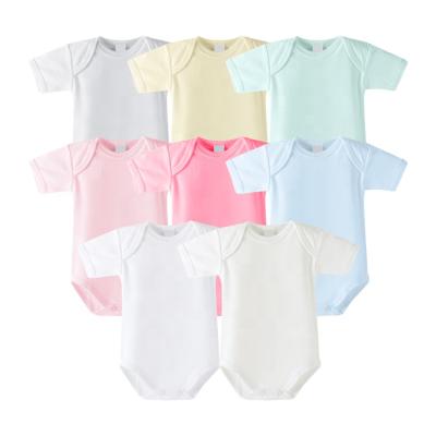 China Comfotable OEM Supplier Toddler Jumpsuits Summer Pajamas Infant Clothes Hide Plain Color Boy Overalls Baby Unisex Newborn Romper for sale