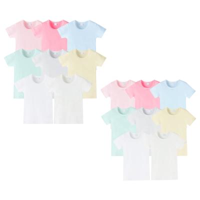 China Wholesale Custom 100% Cotton Anti-Shrink Solid Color Baby Boy Stitches 24-36 Month Boutique Toddler Girl T-shirts Summer Twins Infant T-Shirt for sale