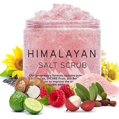 China Exfoliator Exfoliate and Moisturize Custom Pack Organic Skin Exfoliator Himalayan Salt Pink Body Scrub for sale