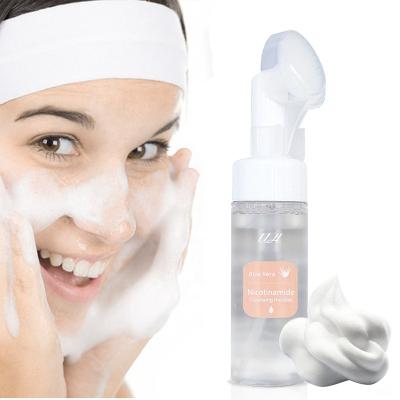 China Pore ​​Remover Facial Cleanser With Brush Private Label Face Wash Aloe Vera Natural Organic Amino Acid Foaming Facial Cleanser for sale