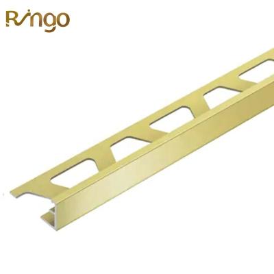 China Modern Flooring Aluminum L Shape Gold Color Outside Corner Metal Tile Edge Trim 10mm To 12mm for sale