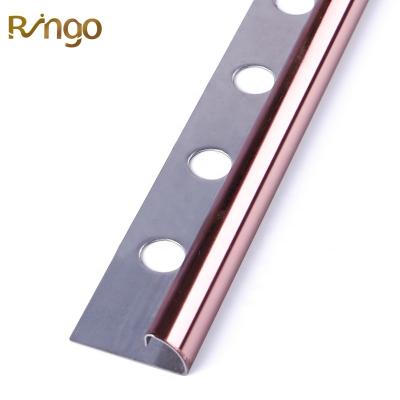 China 2022 Modern Foshan EXW Factory Grade High Quality 304 Stainless Steel Oval Wall Decoration Corner Glossy Edge Trim Tile Profiles for sale