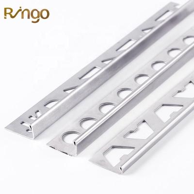 China High Shape Control Modern Standard Grade 304 Stainless Steel L Angle Profiles Glossy Silver Tile Edge Trim With Punch for sale