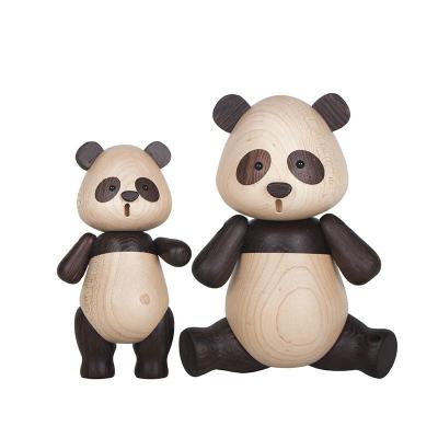 China Good Quality Chinese Wooden Panda Desktop Doll Unique Decoration Traditional Ornament For Children for sale