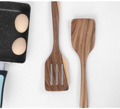 China Sustainable Wholesale Custom Logo Teak Wood Utensil Spatula Set Cooking Tools Kitchen Spatula for sale