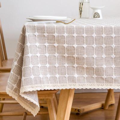 China China traditional cheap price cotton and linen tablecloth table decoration fabric with pattern household kitchen tablecloth for sale