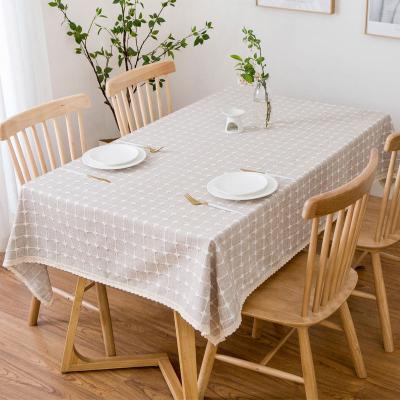 China Nordic style traditional table cover natural lace family dining table cover tablecloth linen for sale