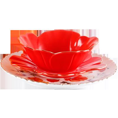 China Viable Flower Original Design Ceramic Dishes For Salad Soup Fruit Porcelain Dishes for sale