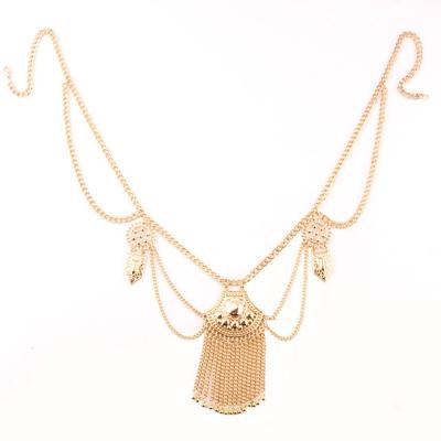 China And American hyperbole European sexy tassel cut out waist chain body chain for sale