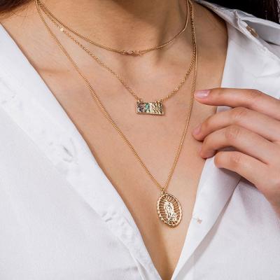 China Personalized Abalone Shell Necklace Female Simple Wild Fashionable Natural Metal Texture Multilayer Chain Accessories for sale