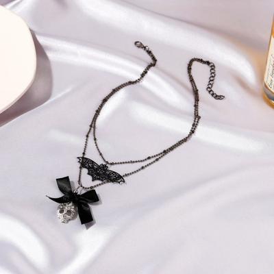 China FASHIONABLE Gothic Bat Skull Dark Necklace Personalized Bow Pendant Necklace Border Accessories for sale