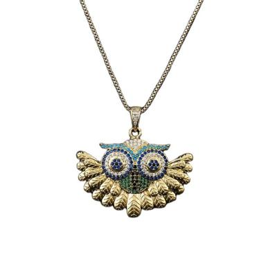 China Personalized Owl Pendant With Diamonds Hip Hop Necklace Trendy New Products Essential For Trendy People for sale