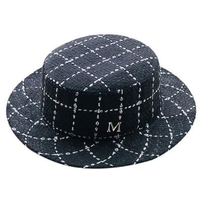 China Spring And Summer Famous Brand Letter Verified Designer Empty Top Hat Women Fashion Sunshade Straw Hat for sale