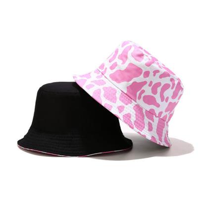 China Basin Hat Sun Leisure Outdoor Wild Hat Outdoor Wild Fisherman Pattern Cow Checked Creative Pink And White Hat for sale