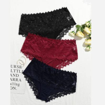 China Wholesale New Girl's Sexy Lady Lace Panty Plain Breathable Dyed Fashion Transparent Sexy Women's Panties Set for sale