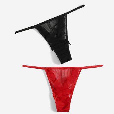 China Breathable 2PCS Sexy Women's G-String Low Waist Panties Plain Color Underwear High Quality Women's G-String for sale